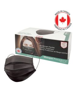 Masques de procédure à 3 couches de niveau 3 - Noir - ASTM  - Boîte de 50 - Fabriqués au Canada